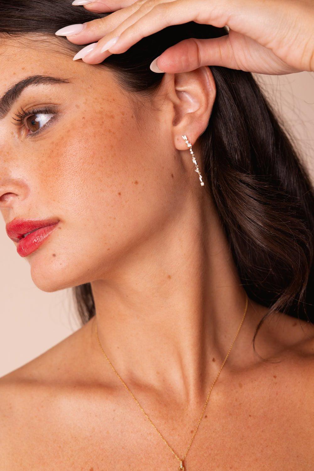 SUZANNE KALAN-Classic Diamond Sparkler Drop Earrings-YELLOW GOLD