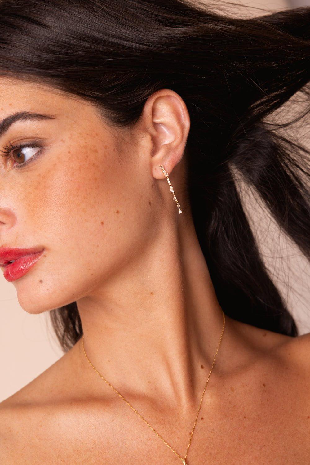 SUZANNE KALAN-Classic Diamond Sparkler Drop Earrings-YELLOW GOLD