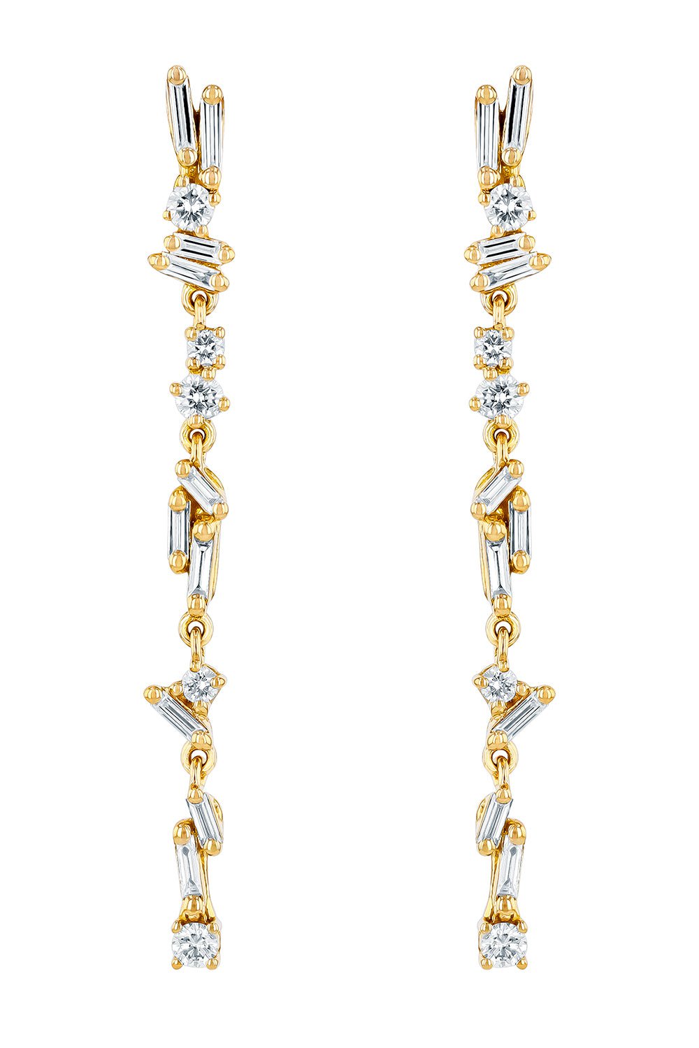 SUZANNE KALAN-Classic Diamond Sparkler Drop Earrings-YELLOW GOLD