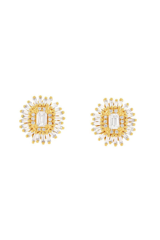 Diamond Flower Earrings-YELLOW GOLD-JEWELRYFINE JEWELEARRING-SUZANNE KALAN
