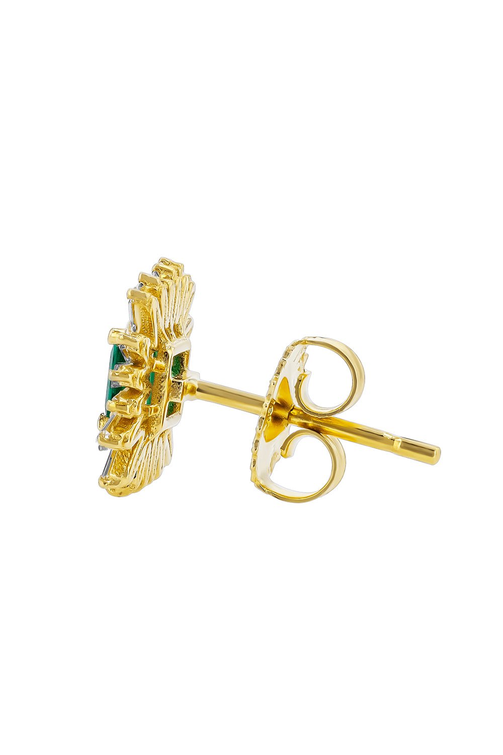 SUZANNE KALAN-Emerald Diamond Flower Earrings-YELLOW GOLD