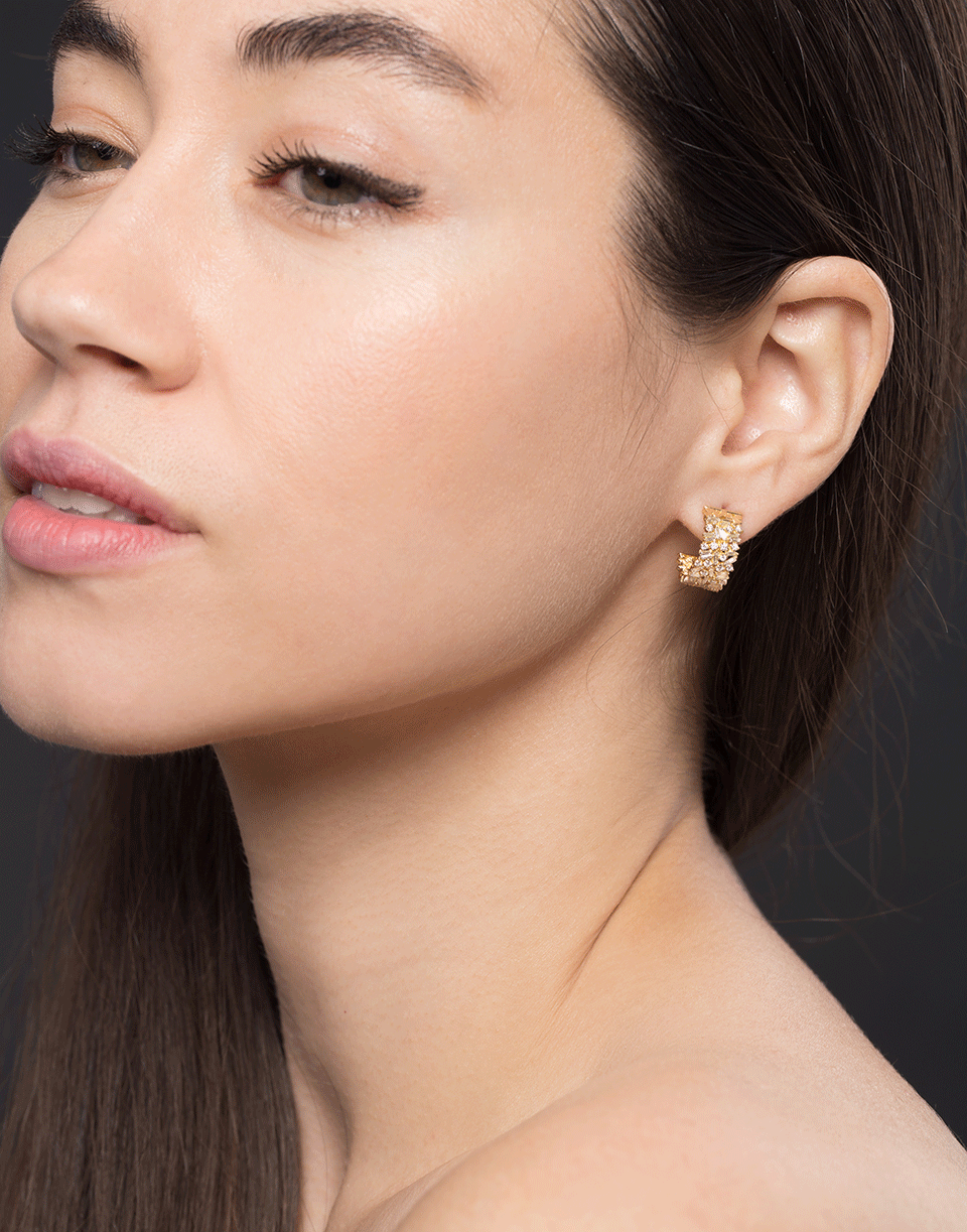 SUZANNE KALAN-Fireworks Hoop Diamond Earrings-YELLOW GOLD