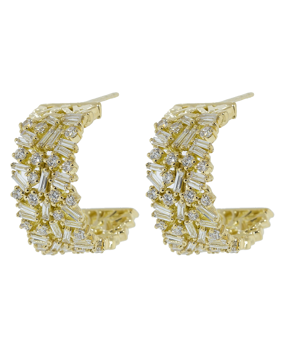 SUZANNE KALAN-Fireworks Hoop Diamond Earrings-YELLOW GOLD