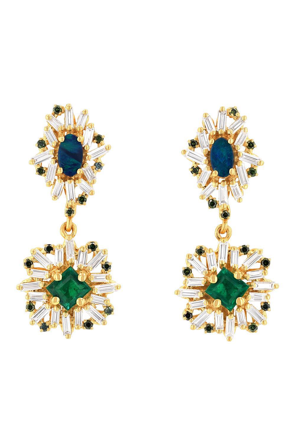 Opal Emerald Mini Drop Earrings-YELLOW GOLD-JEWELRYFINE JEWELEARRING-SUZANNE KALAN