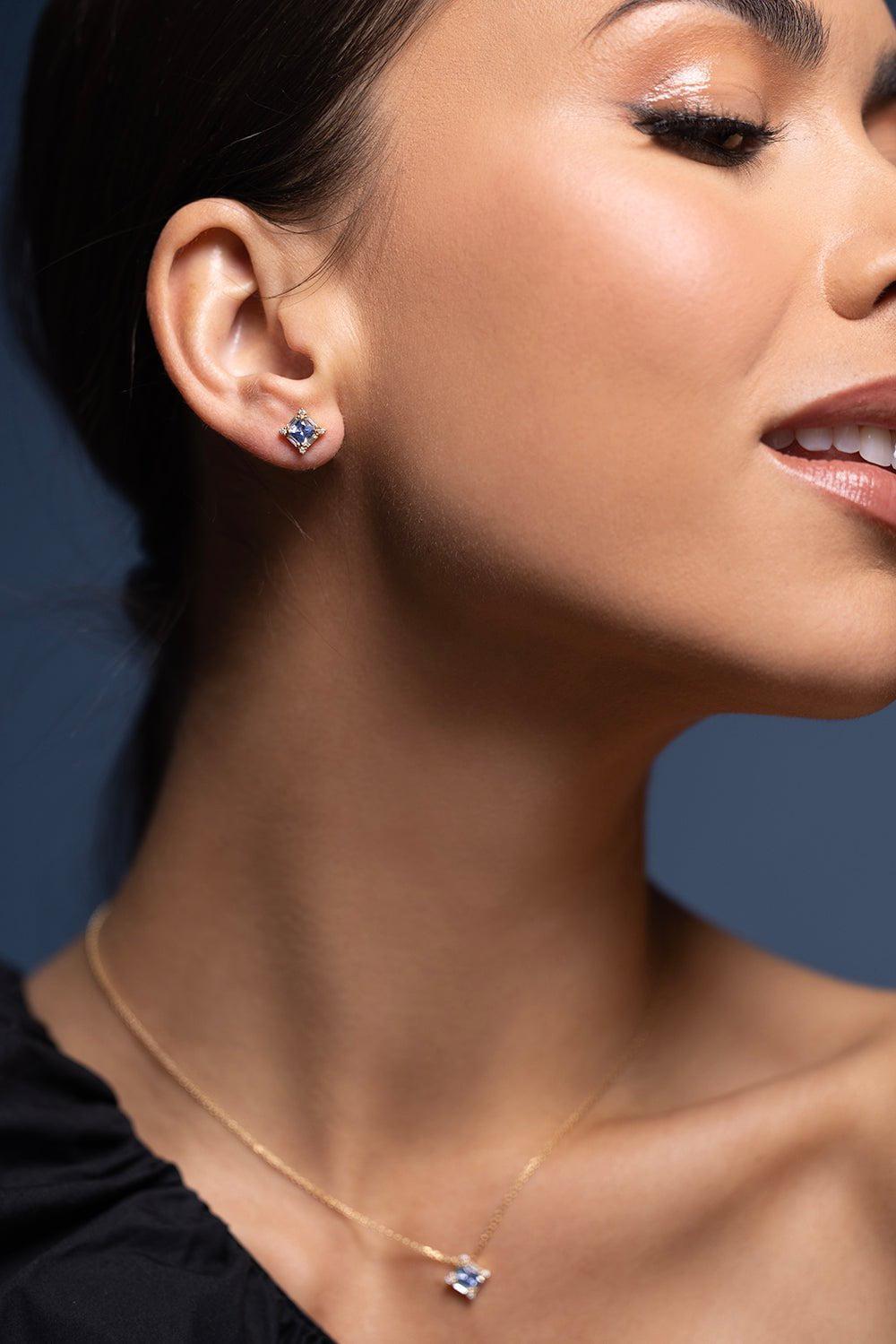SUZANNE KALAN-Sapphire Stud Earrings-YELLOW GOLD