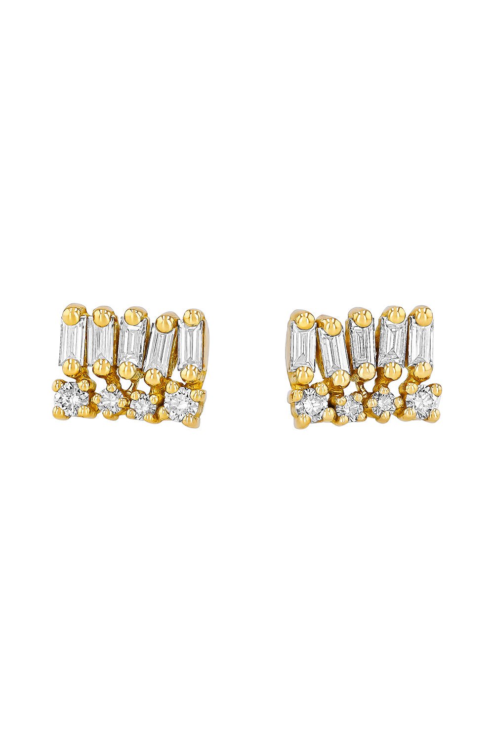 SUZANNE KALAN-Short Stacked Mixed Stud Earrings-YELLOW GOLD