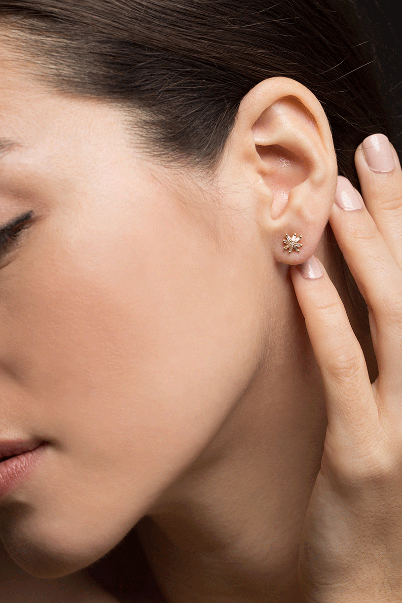 SUZANNE KALAN-Small Sunburst Stud Earrings-YELLOW GOLD