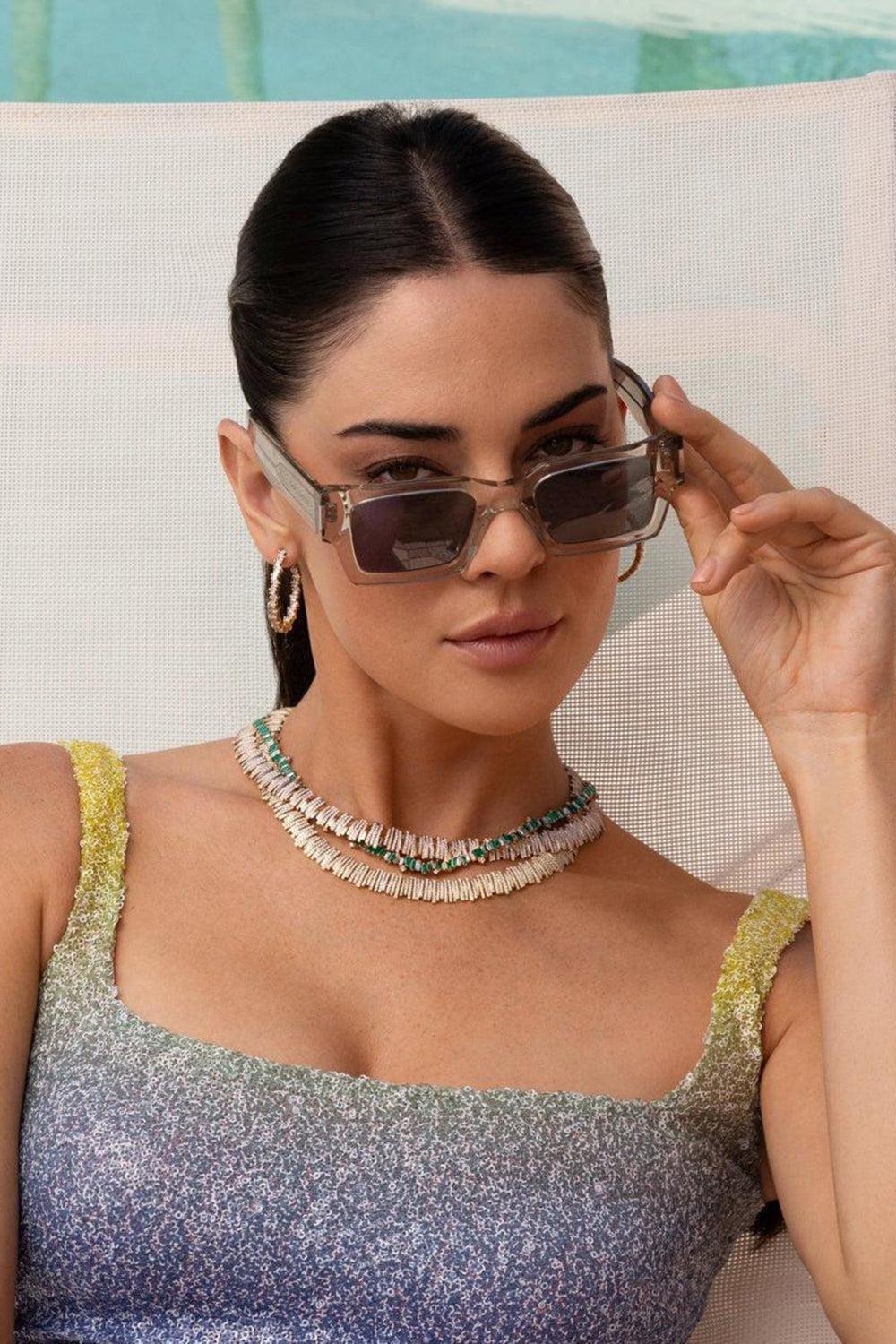 Emerald Diamond Baguette Tennis Necklace-YELLOW GOLD-JEWELRYFINE JEWELNECKLACE O-SUZANNE KALAN