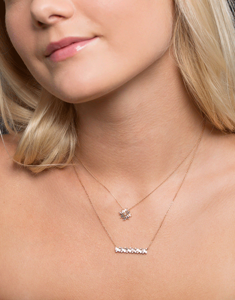 SUZANNE KALAN-Fireworks Diamond Bar Necklace-ROSE GOLD