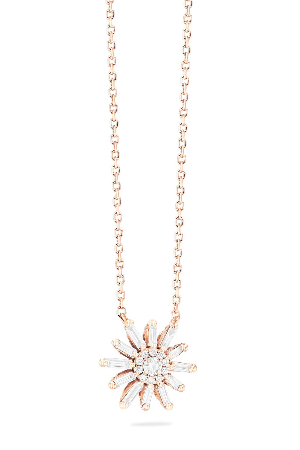 SUZANNE KALAN-Fireworks Diamond Flower Necklace-ROSE GOLD