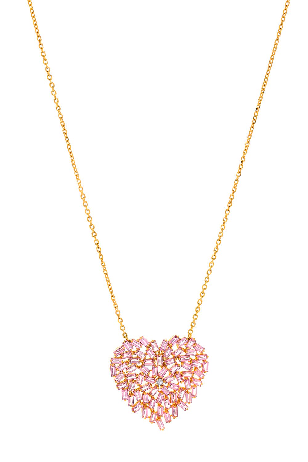 SUZANNE KALAN-Large Pink Sapphire Heart Necklace-ROSE GOLD