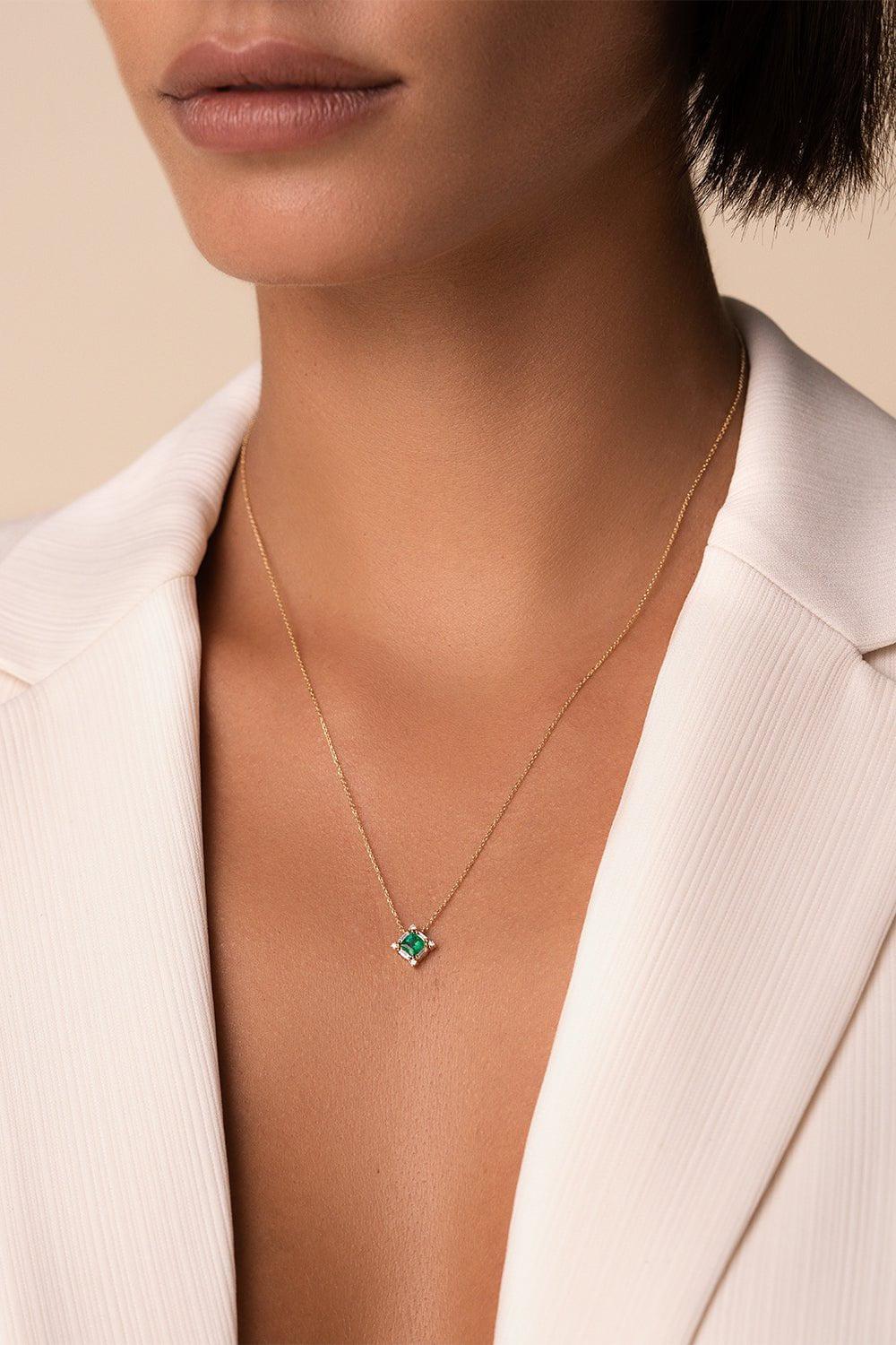 SUZANNE KALAN-Princess Cut Ruby Necklace-ROSE GOLD