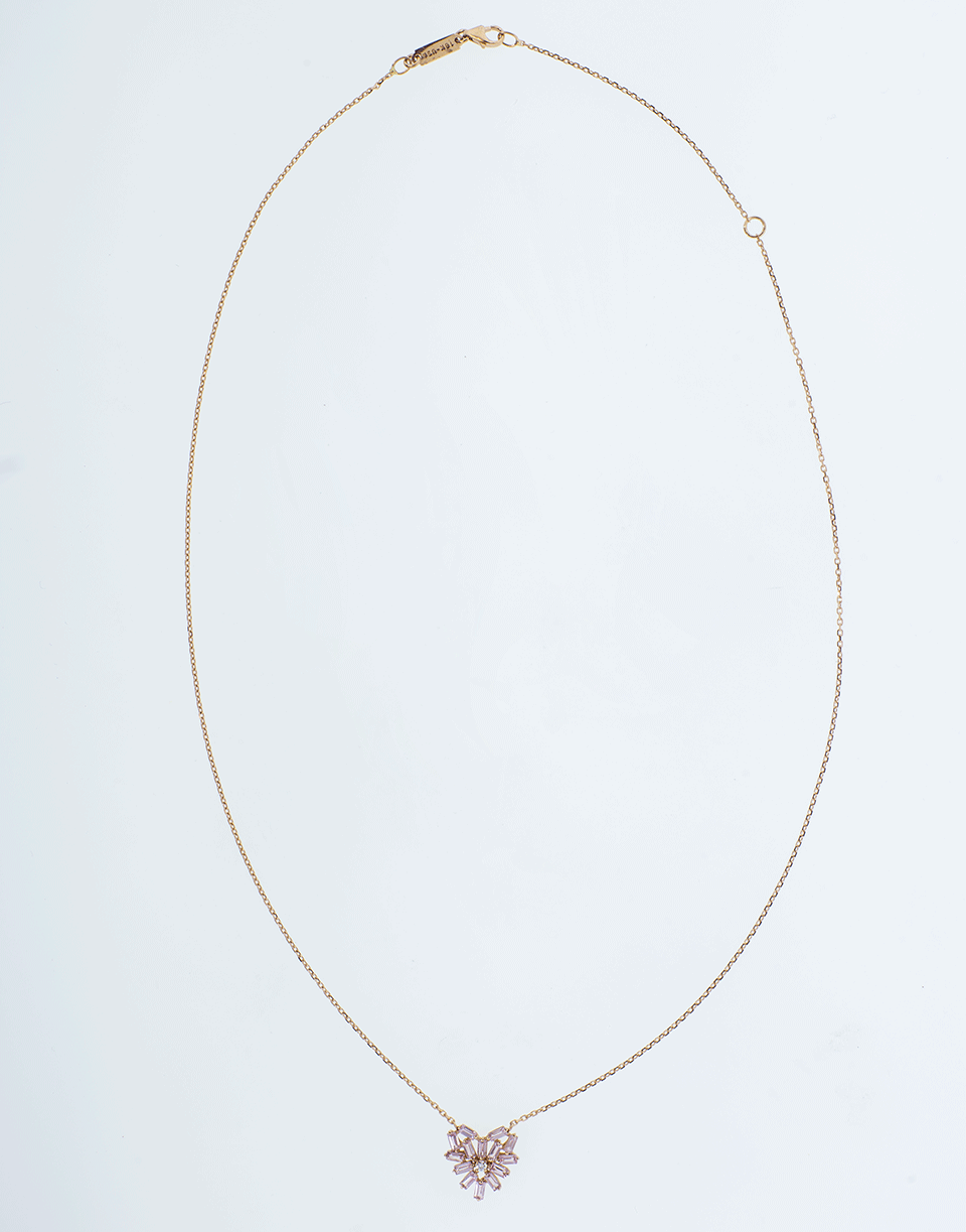 SUZANNE KALAN-Small Pink Sapphire Heart Necklace-ROSE GOLD