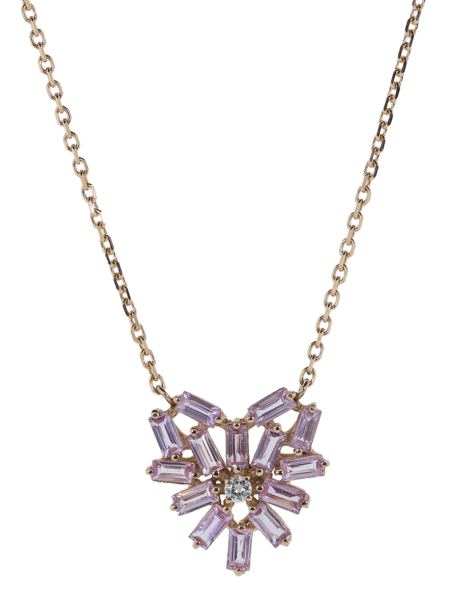 SUZANNE KALAN-Small Pink Sapphire Heart Necklace-ROSE GOLD