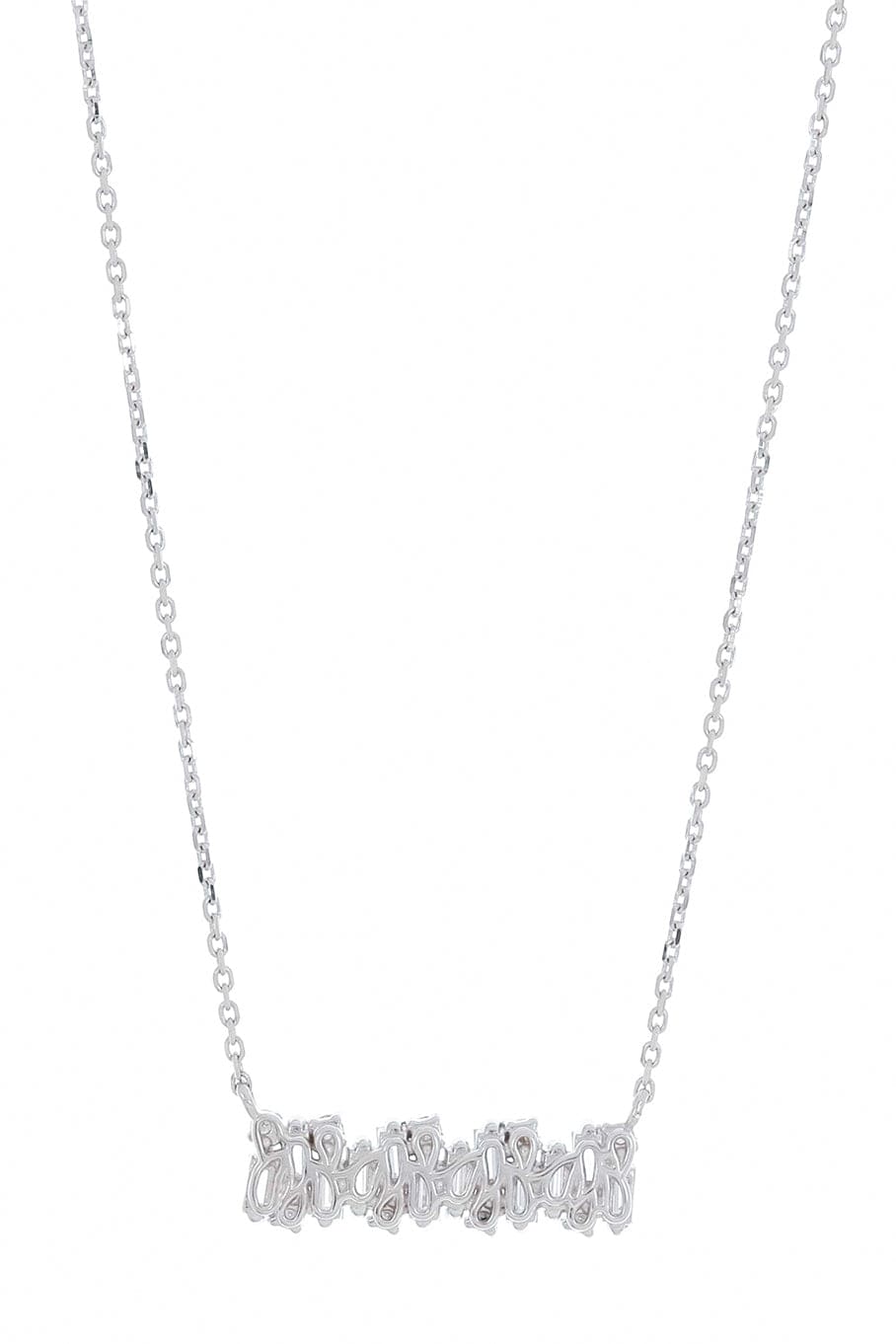 SUZANNE KALAN-Diamond Baguette Bar Necklace-WHITE GOLD