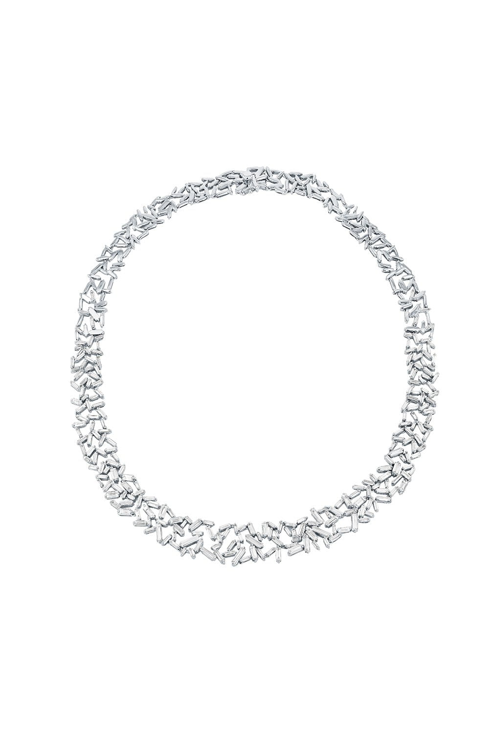 SUZANNE KALAN-Diamond Baguette Collar Necklace-WHITE GOLD
