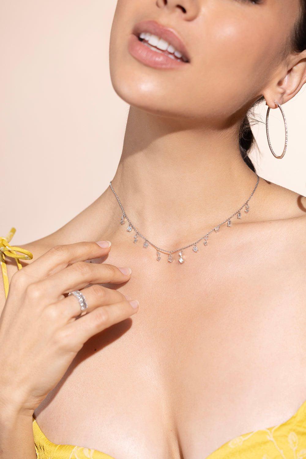 SUZANNE KALAN-Diamond Cascade Necklace-WHITE GOLD