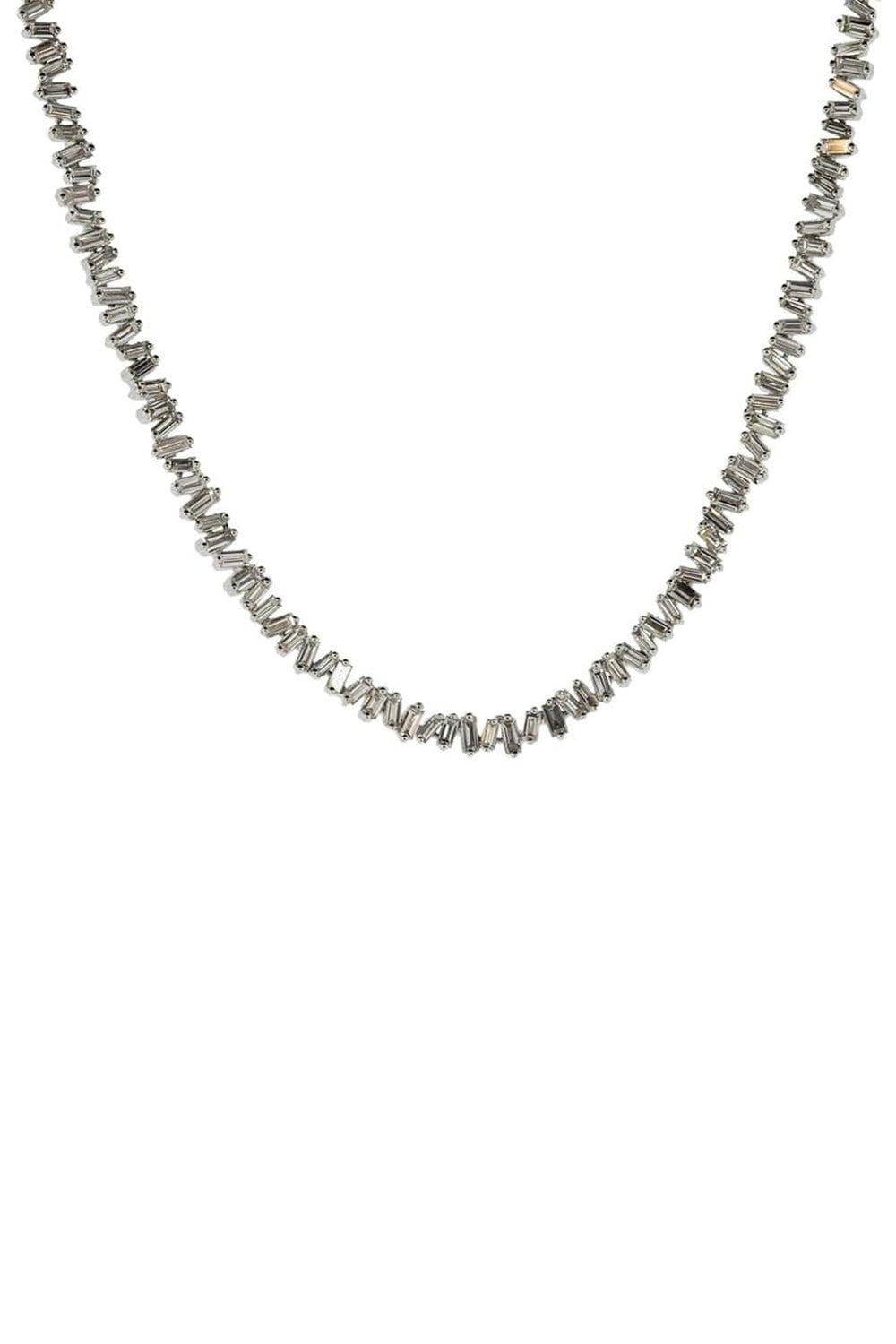SUZANNE KALAN-Fireworks Mini Baguette Tennis Necklace-WHITE GOLD