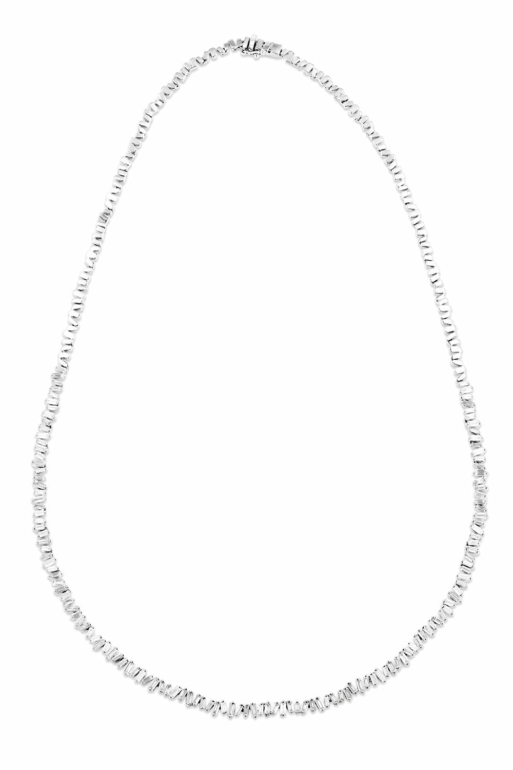 SUZANNE KALAN-Fireworks Mini Baguette Tennis Necklace-WHITE GOLD