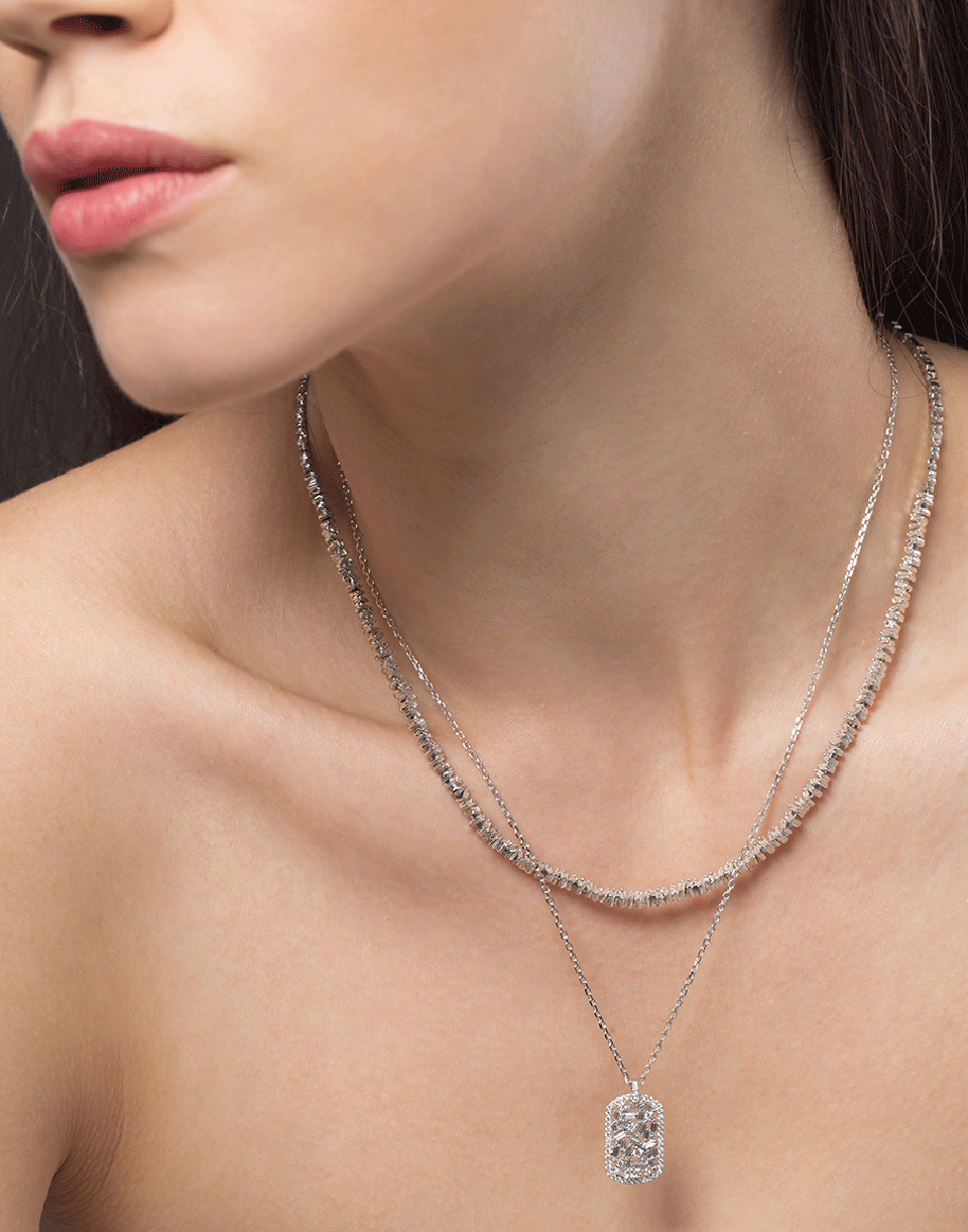 SUZANNE KALAN-Mini Diamond Dog Tag Necklace-WHITE GOLD