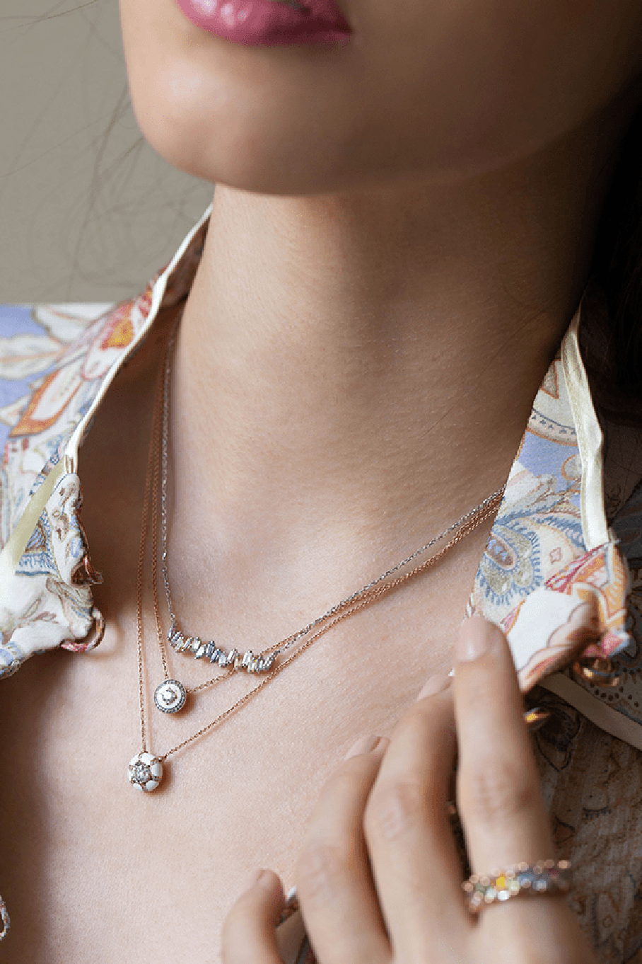 SUZANNE KALAN-Pastel Sapphire And Diamond Necklace-WHITE GOLD