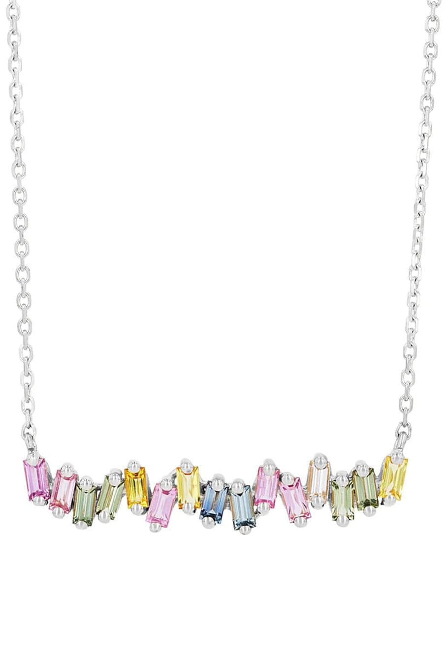 SUZANNE KALAN-Pastel Sapphire And Diamond Necklace-WHITE GOLD