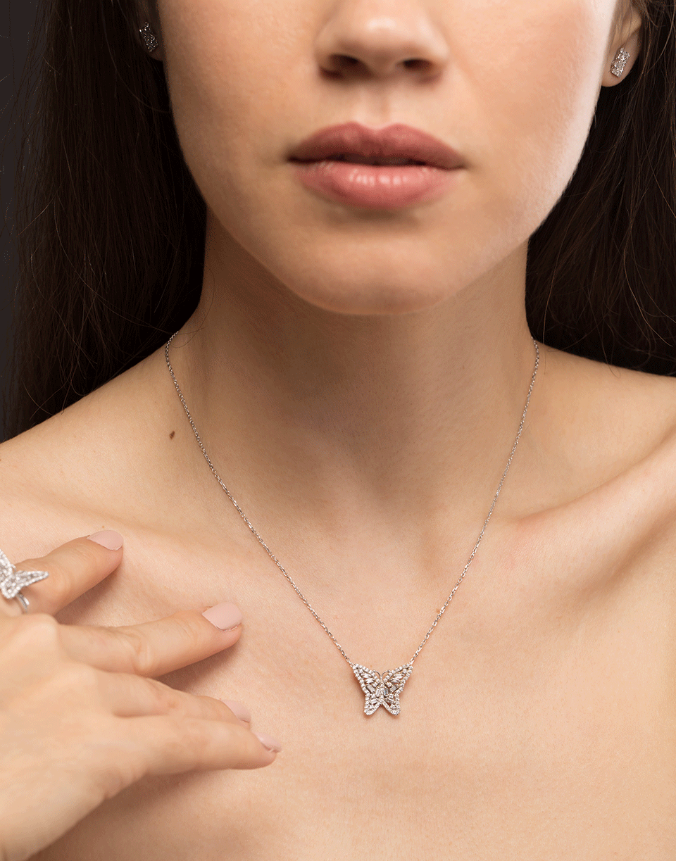 SUZANNE KALAN-Small Butterfly Necklace-WHITE GOLD