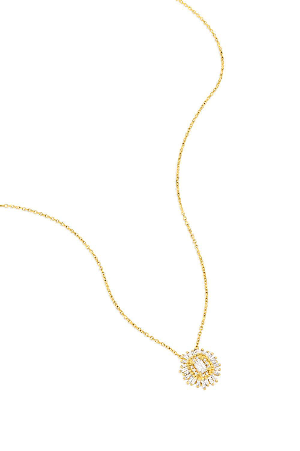 Diamond Flower Pendant Necklace-YELLOW GOLD-JEWELRYFINE JEWELNECKLACE O-SUZANNE KALAN