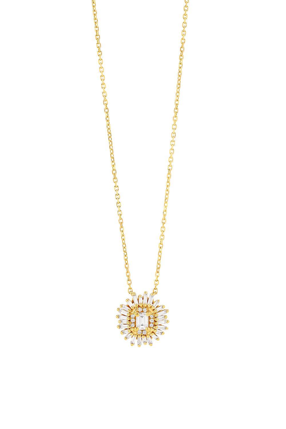 Diamond Flower Pendant Necklace-YELLOW GOLD-JEWELRYFINE JEWELNECKLACE O-SUZANNE KALAN