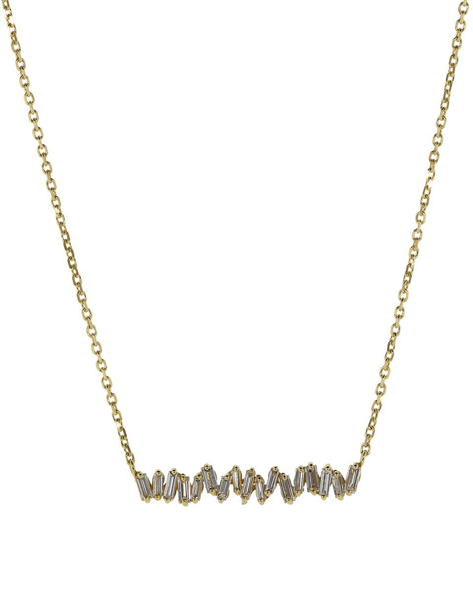 SUZANNE KALAN-Fireworks Baguette Diamond Bar Necklace-YELLOW GOLD