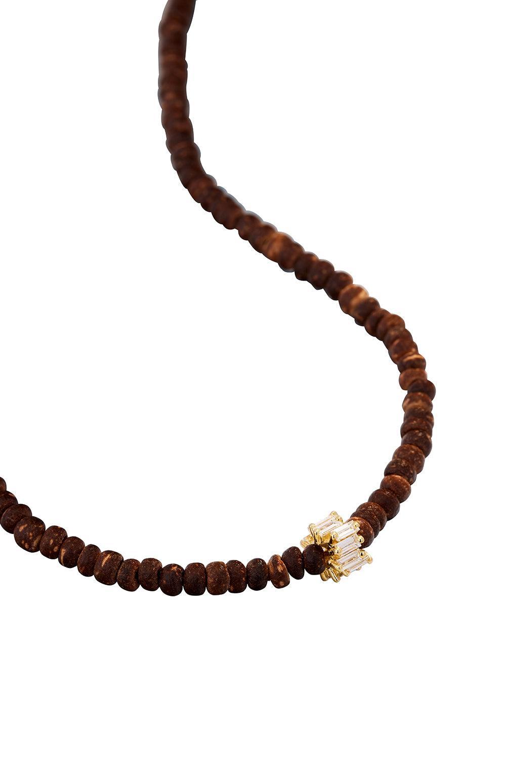 Infinite Wood Diamond Bead Necklace-YELLOW GOLD-JEWELRYFINE JEWELNECKLACE O-SUZANNE KALAN