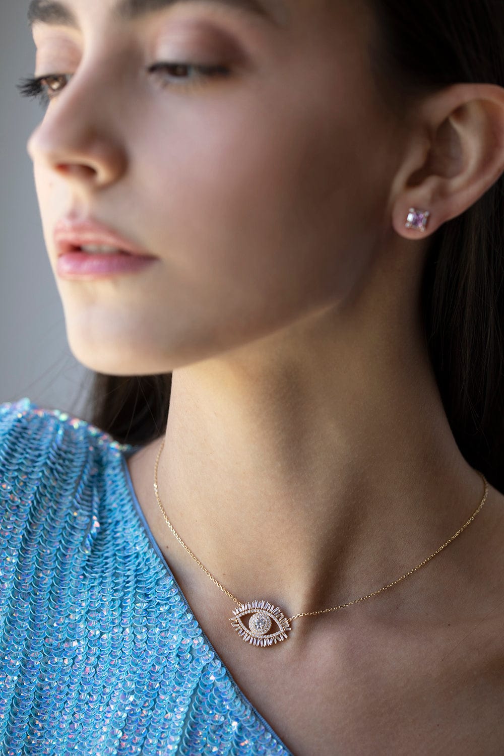 SUZANNE KALAN-Large Fireworks Evil Eye Necklace-YELLOW GOLD