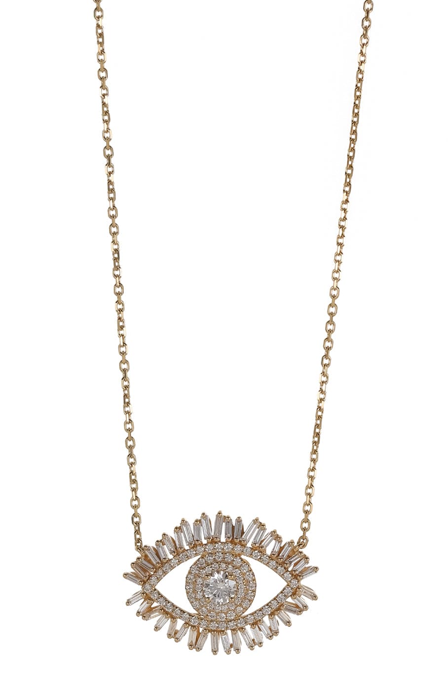 SUZANNE KALAN-Large Fireworks Evil Eye Necklace-YELLOW GOLD