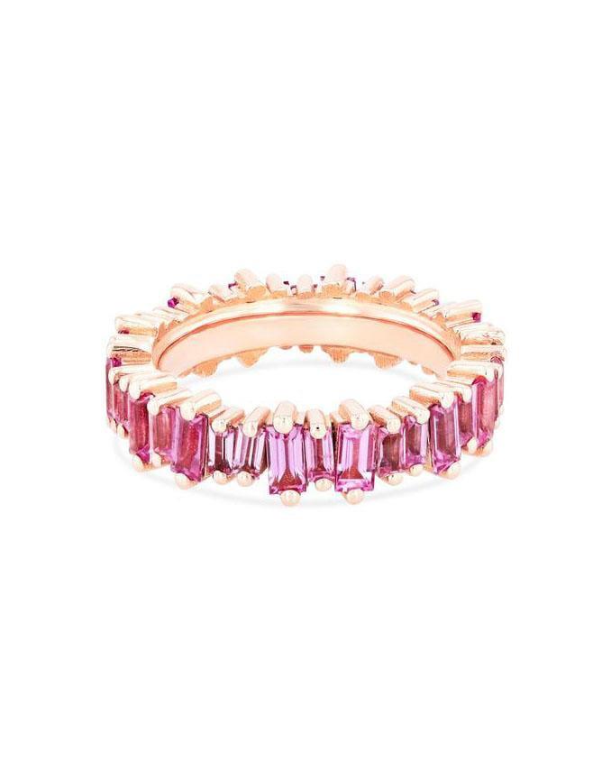 SUZANNE KALAN-Pink Sapphire Baguette Eternity Band-ROSE GOLD