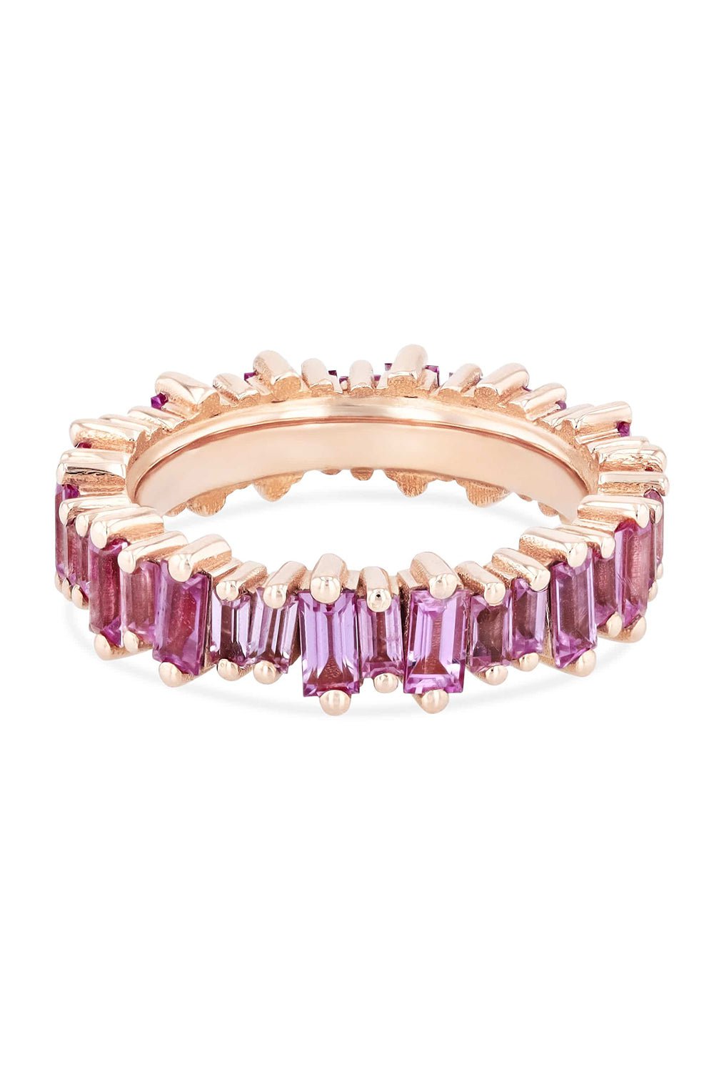 SUZANNE KALAN-Pink Sapphire Baguette Eternity Band-ROSE GOLD