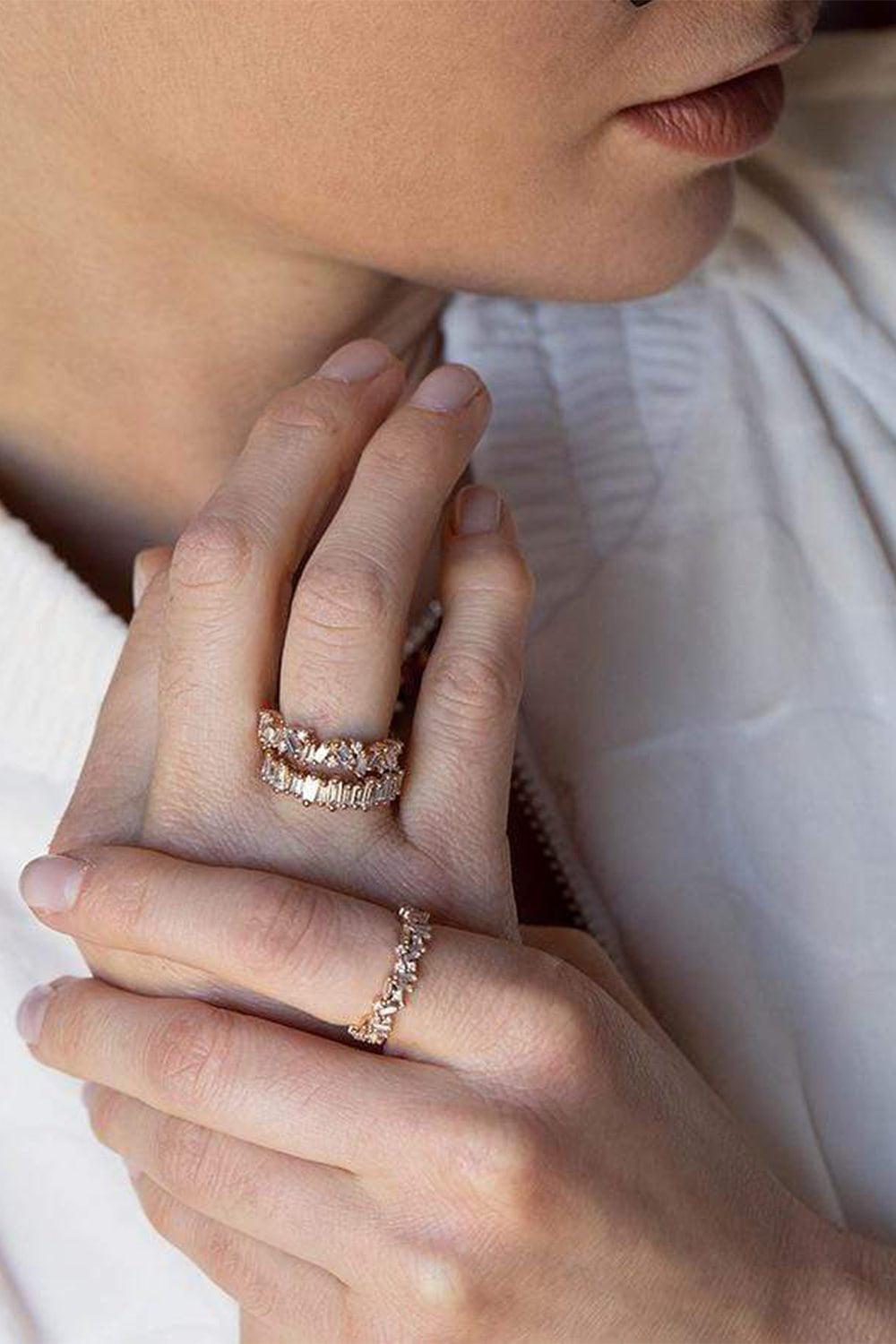 SUZANNE KALAN-Classic Diamond Half Band Ring - Rose Gold-ROSE GOLD
