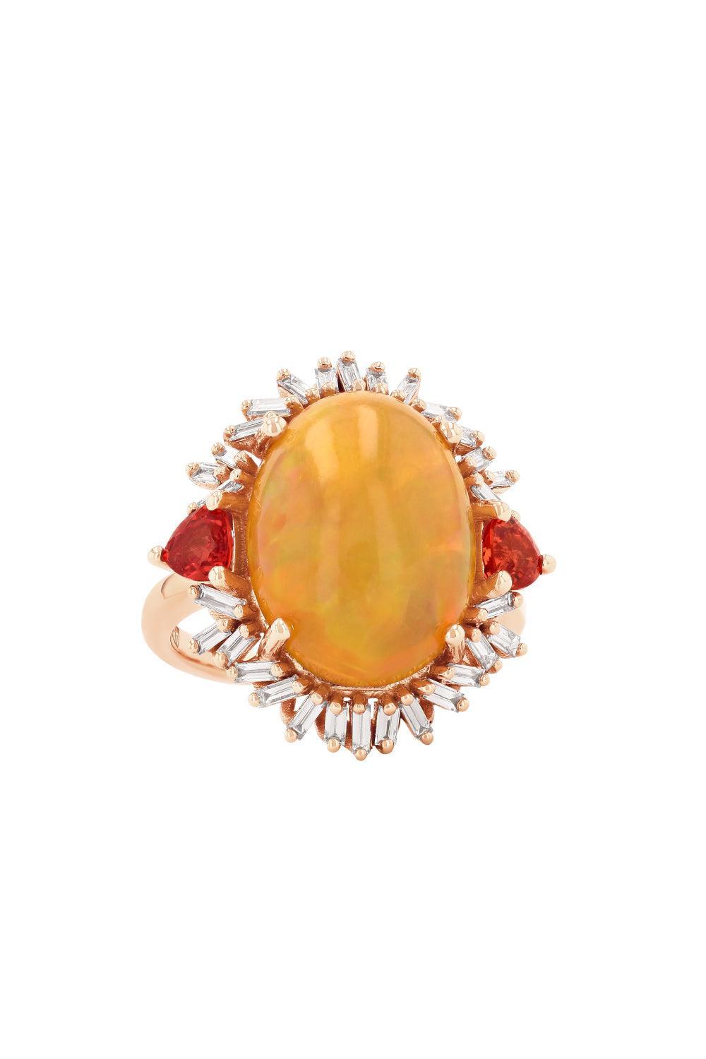 Oval Opal Diamond Portrait Ring-ROSE GOLD-6.5-JEWELRYFINE JEWELRING-SUZANNE KALAN