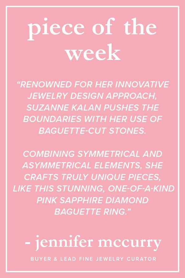 SUZANNE KALAN-Pink Sapphire Diamond Baguette Ring-ROSE GOLD