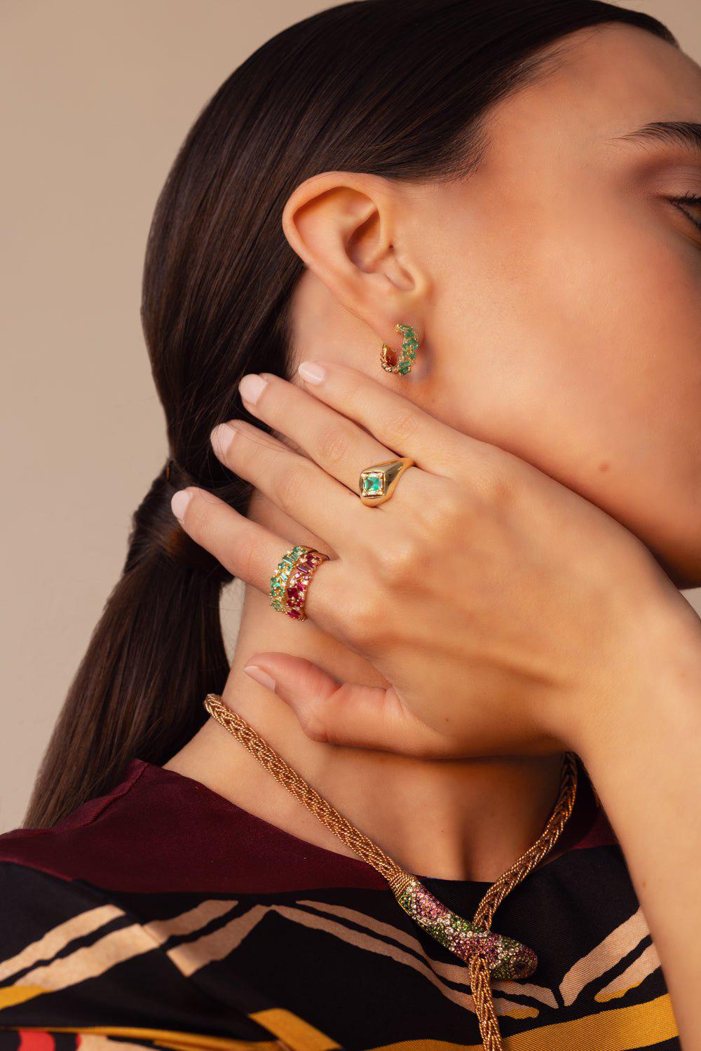 SUZANNE KALAN-Ruby Diamond Baguette Ring-ROSE GOLD