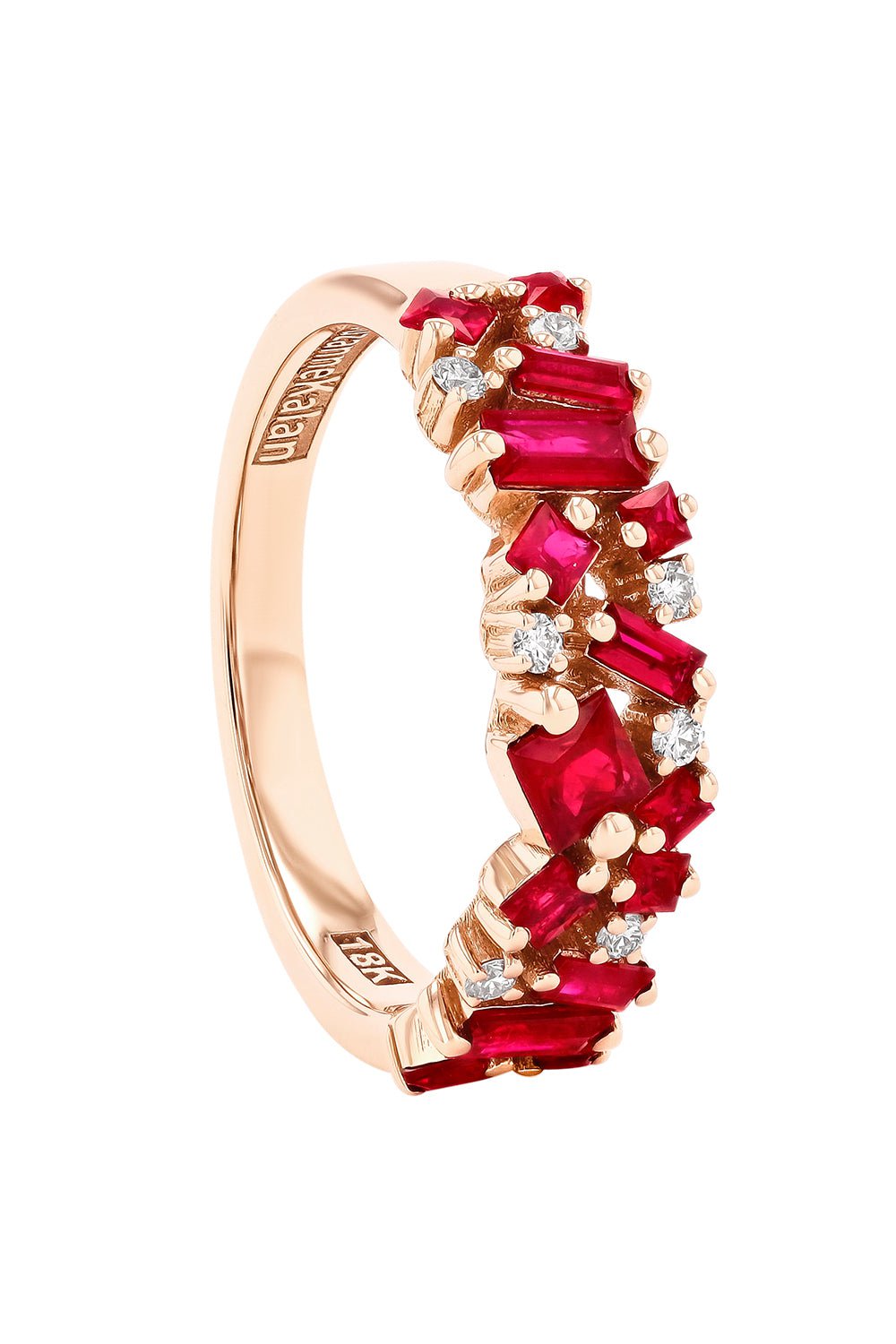 SUZANNE KALAN-Ruby Diamond Baguette Ring-ROSE GOLD