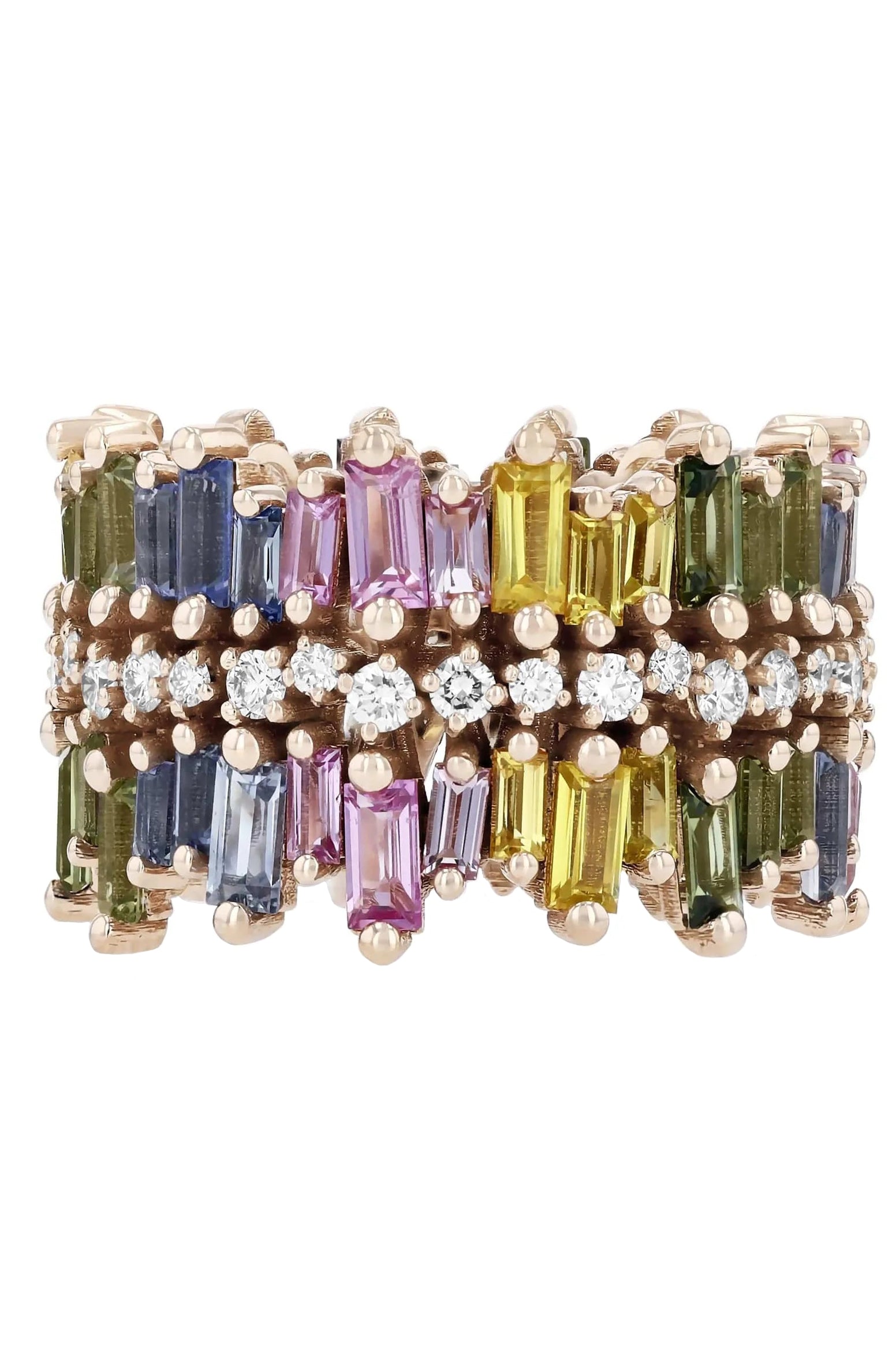 SUZANNE KALAN-Sansa Pastel Rainbow Sapphire Eternity Band-ROSE GOLD