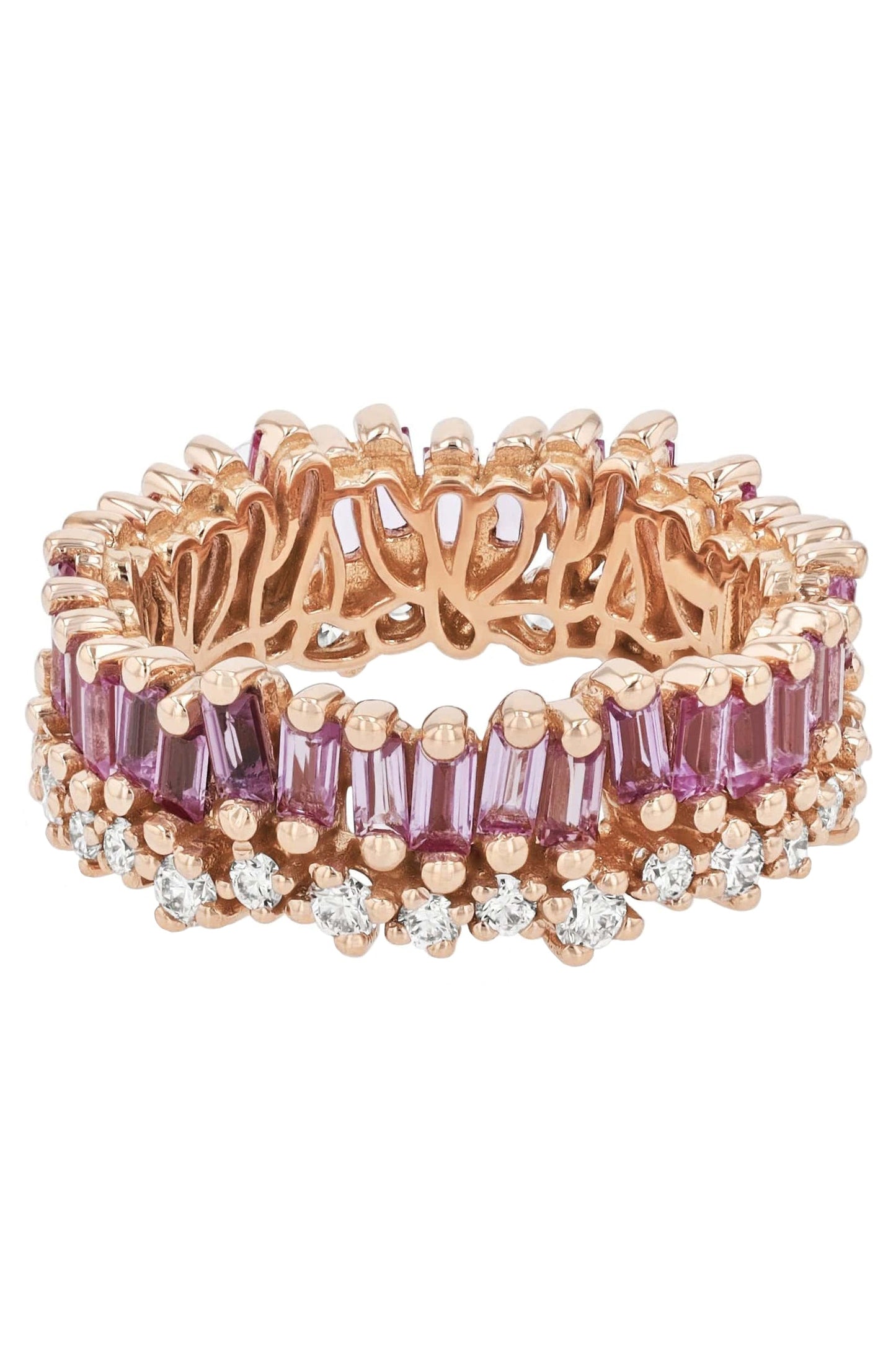 SUZANNE KALAN-Short Stack Pink Sapphire Eternity Band-ROSE GOLD