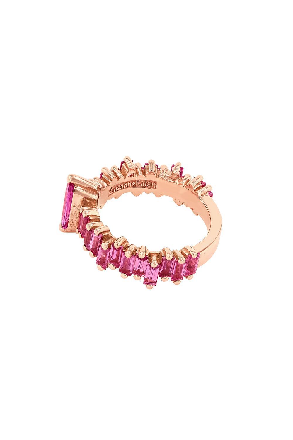 Pink Sapphire Baguette Step Ring-ROSE GOLD-7.25-JEWELRYFINE JEWELRING-SUZANNE KALAN