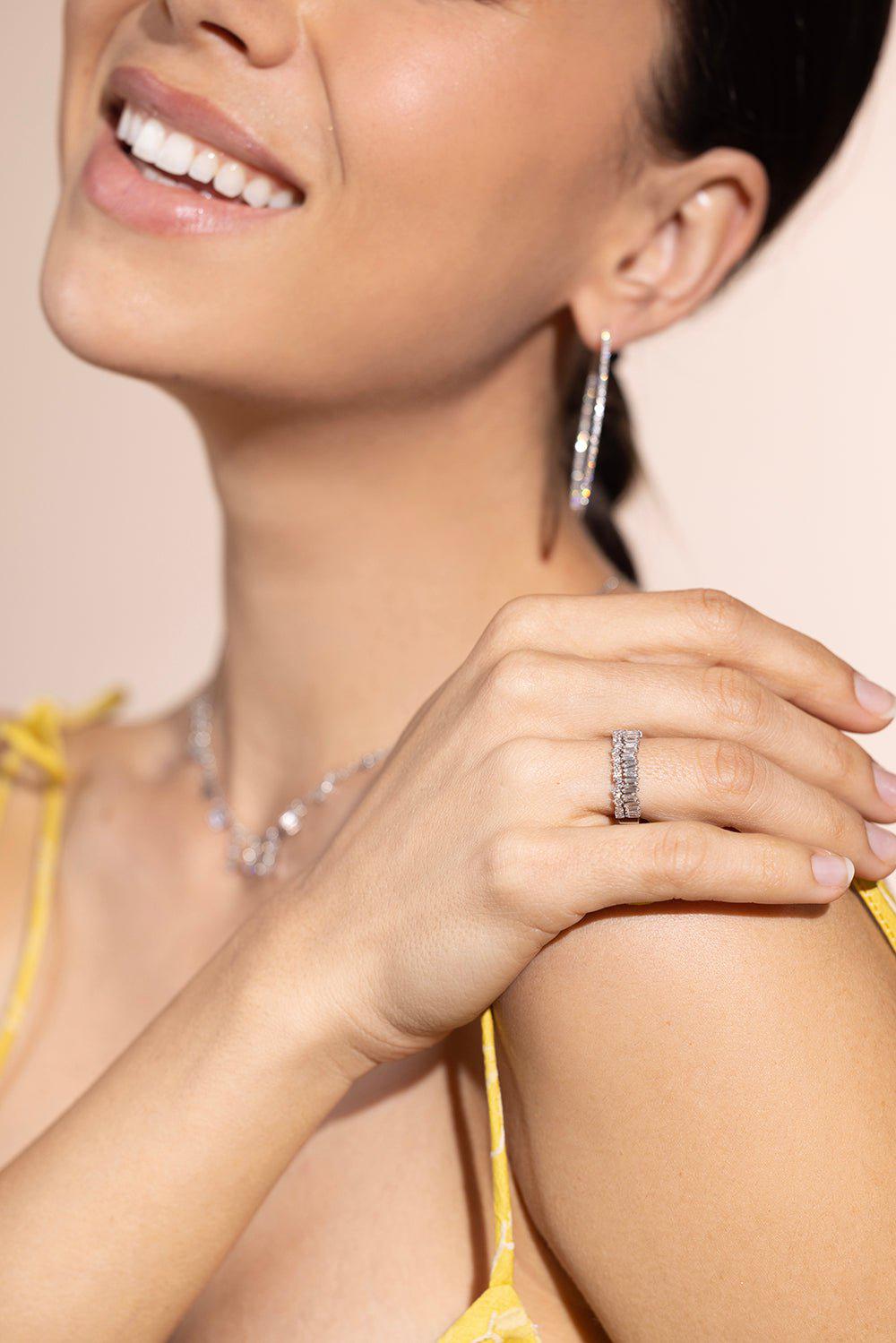 SUZANNE KALAN-Diamond Baguette Fireworks Half Band Ring-