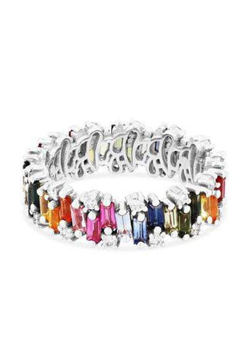 SUZANNE KALAN-Alaia Rainbow Sapphire Eternity Band - White Gold-WHITE GOLD