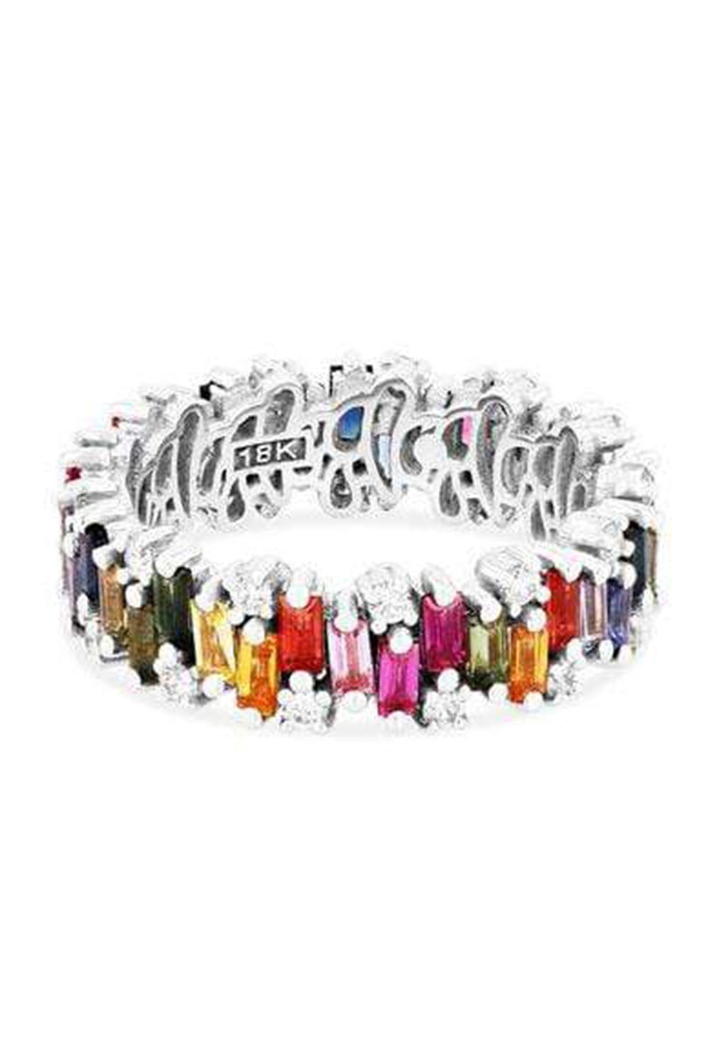 SUZANNE KALAN-Alaia Rainbow Sapphire Eternity Band - White Gold-WHITE GOLD