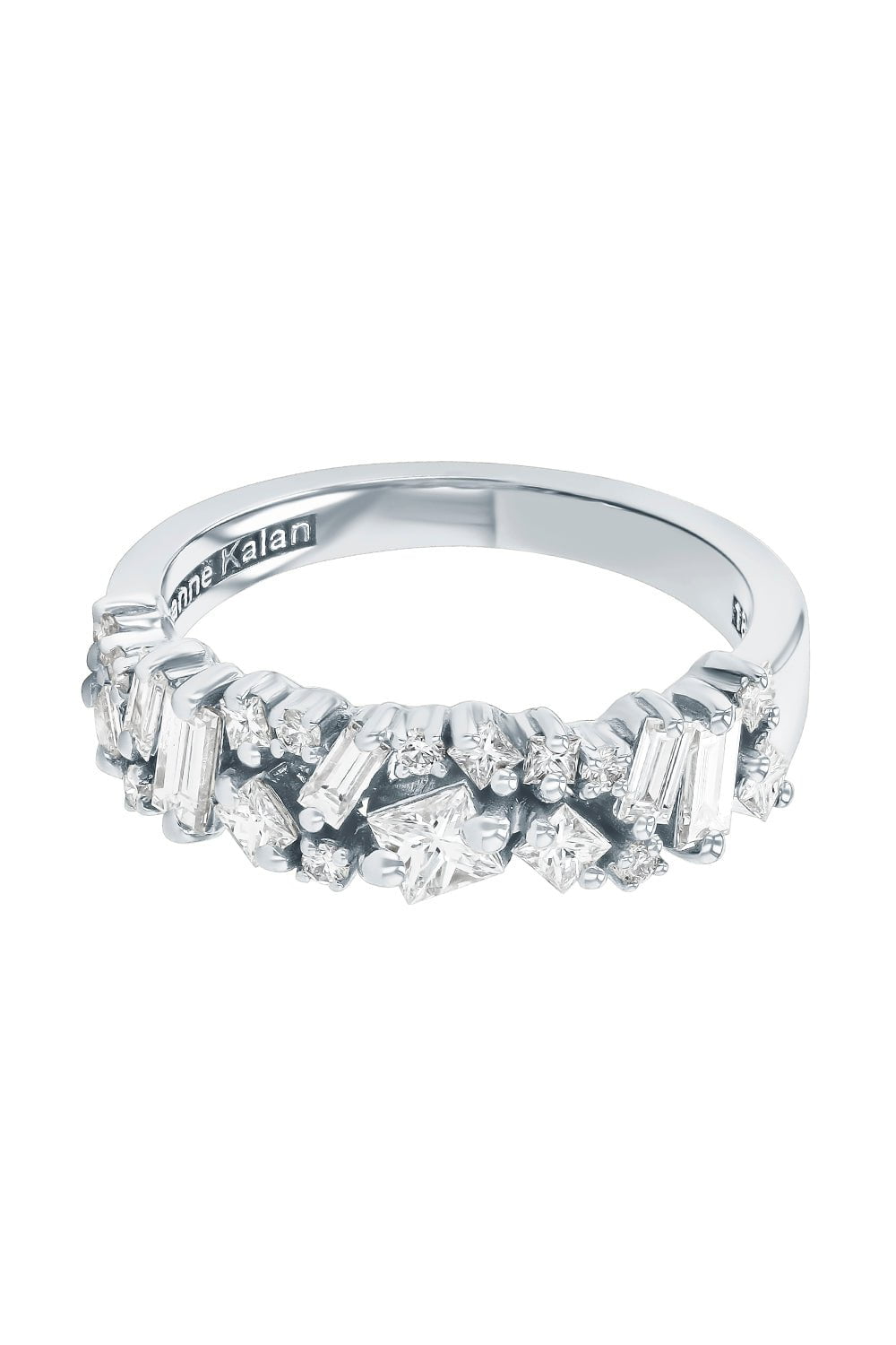 SUZANNE KALAN-Baguette Princess Cut Half Band-WHITE GOLD