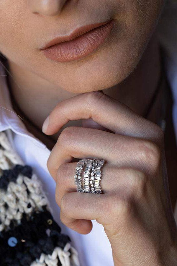 SUZANNE KALAN-Felicity Diamond Half Band - White Gold-WHITE GOLD