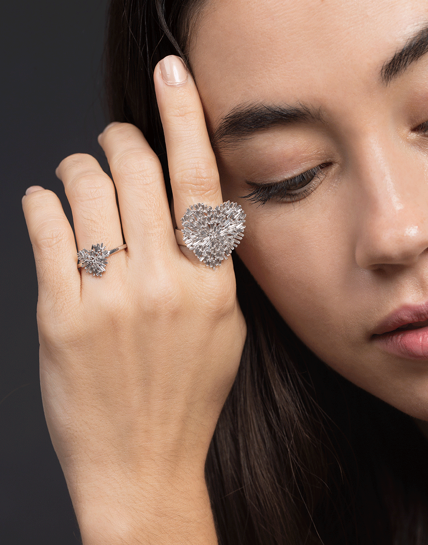 SUZANNE KALAN-Large Heart Diamond Ring-WHITE GOLD