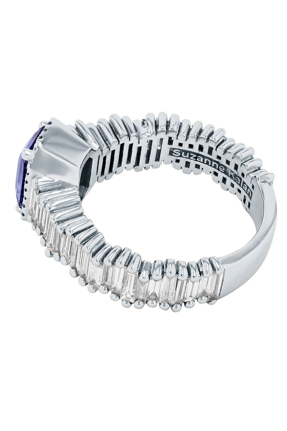 SUZANNE KALAN-Blue Sapphire Diamond Baguette Ring-WHITE GOLD